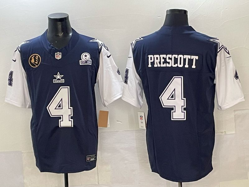 Men 2025 Nike Dallas Cowboys 4 Prescott Drak Blue 4th generation Limited NFL Jersey 02